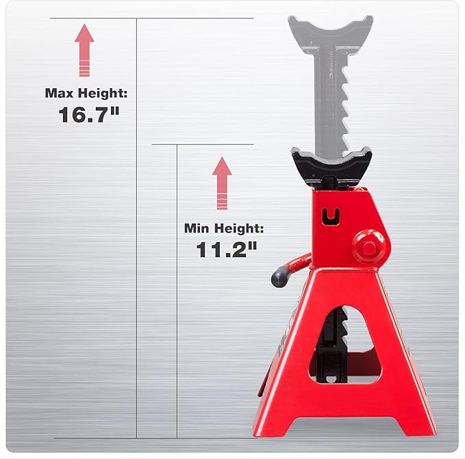 Jack Boss Jack Stands 3 Ton (6,000 LBs) Car Jack Stand Adjustable Lifting for Automotive Small SUV, Red, 2 Pack
