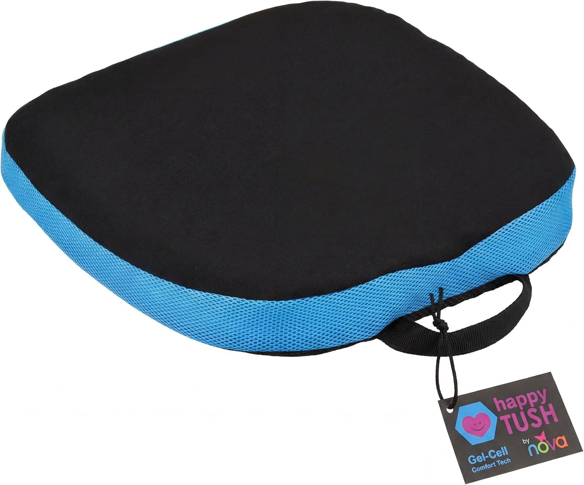 NOVA Happy Tush Gel Cell & Memory Foam Seat Cushion — Dual-Layer Pressure-Relief, 2.5" Thick, Foldable & Portable, Water-Resistant, Washable Non-Slip Cover, Home, Office & Travel