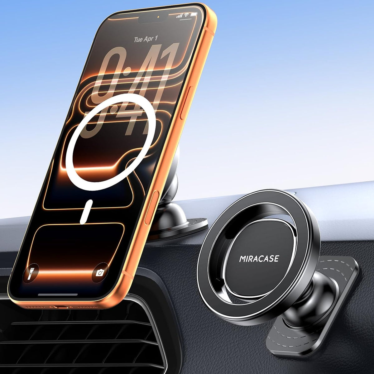 miracase Phone Holders for Your Car with Metal Hook Clip, Air Vent Cell Phone Stand Car Mount, Universal Automobile Cradle for Garmin GPS Fit iPhone Android and All Smartphones, Carbon Fiber 2 Pack