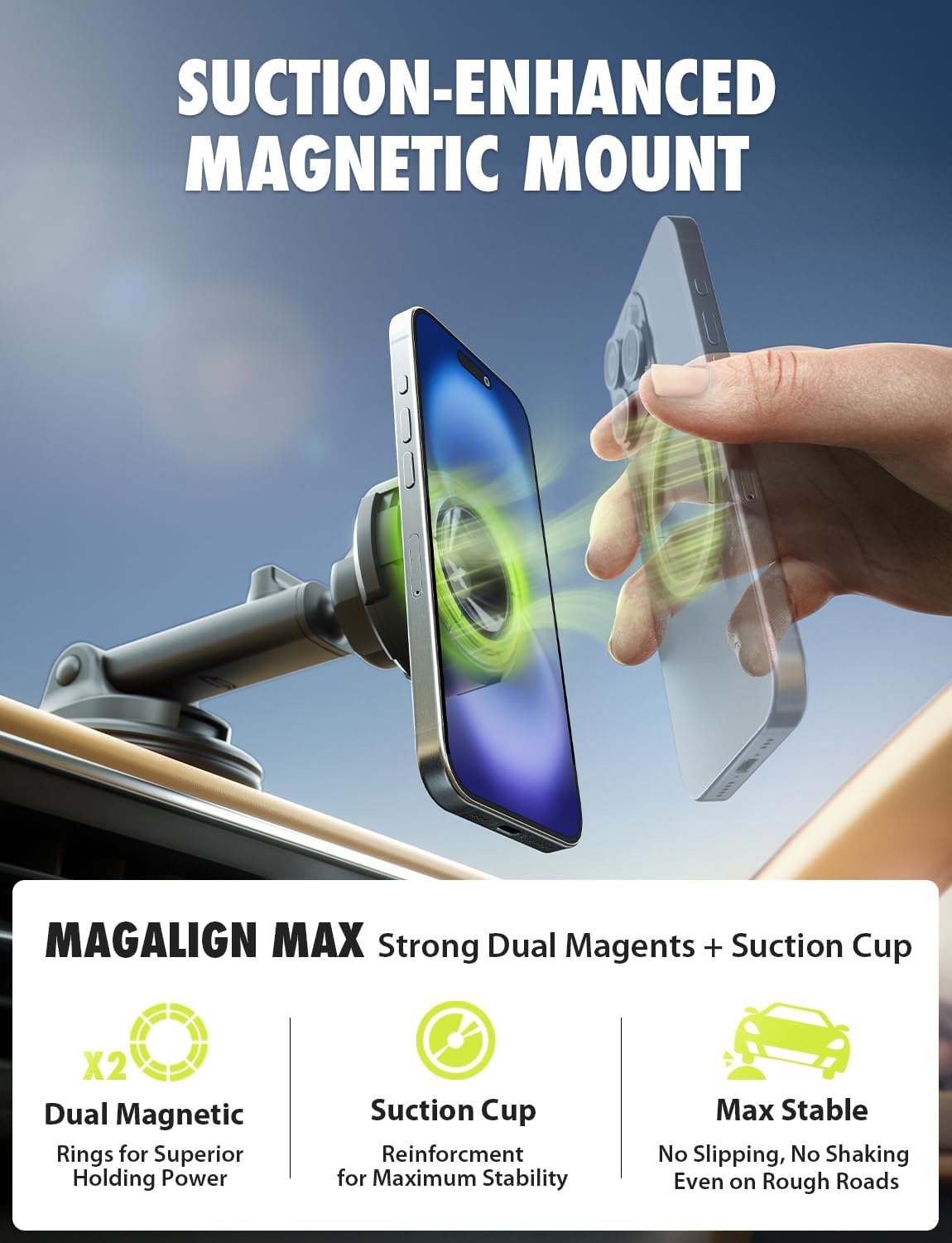 Bracketron MagAlign Max MagSafe Car Phone Mount Dashboard Windshield Holder
