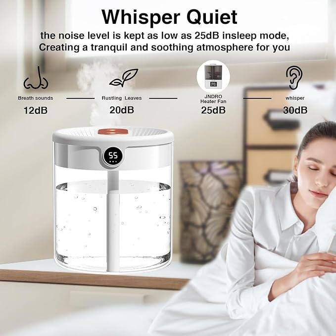 Dreamzy Humidifier for Large Room Cool Mist Bedroom Desktop Double Nozzle Cool Mist Humidifier with Night Light,with 2 Cleaning Brush Top Fill Lasts Up to 24 Hours,Auto Shut-Off,No leakage Design(Gree