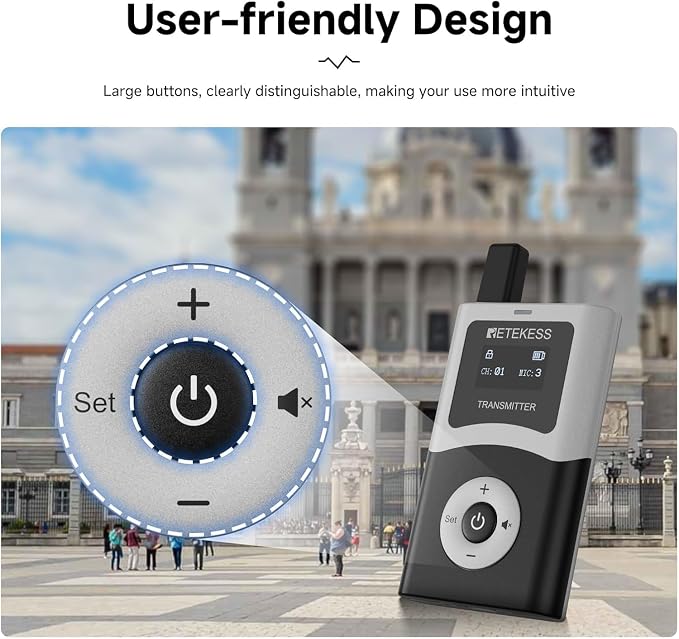 Retekess T130U Audio Tour Guide System, U-Band Digital Mode, 60-Slot Charge Case