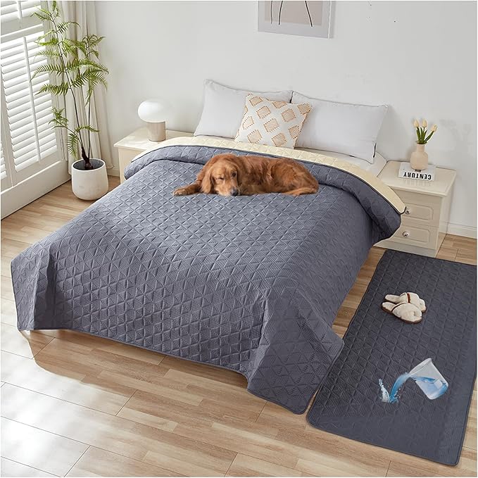 Waterproof Dog Bed Cover Pet Blanket, Soft Pet Couch Covers for Sofa Washable, Bed Couch Sofa Furniture Protector for Puppy Cat Kids (Grey,100 * 127 CM)