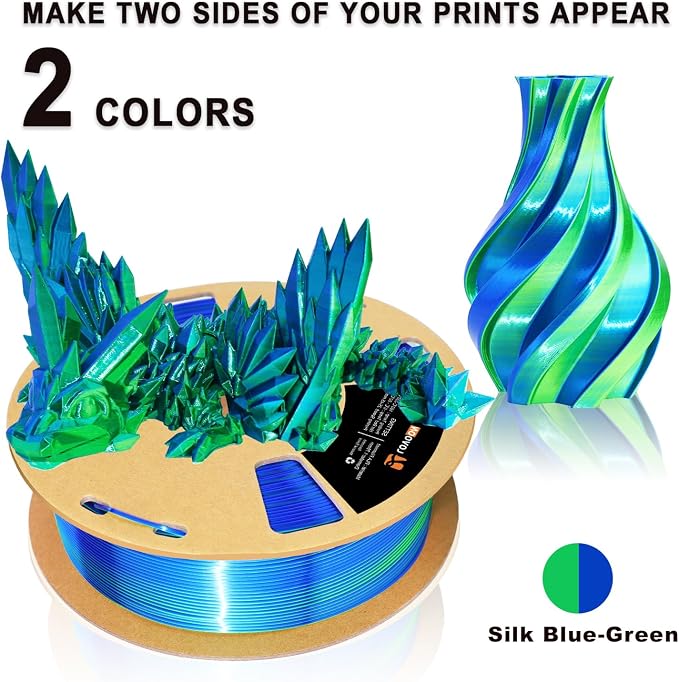 LOVOON Silk PLA 3D Printer Filament Bundle 2 KG, PLA Filament 1.75mm, Shiny