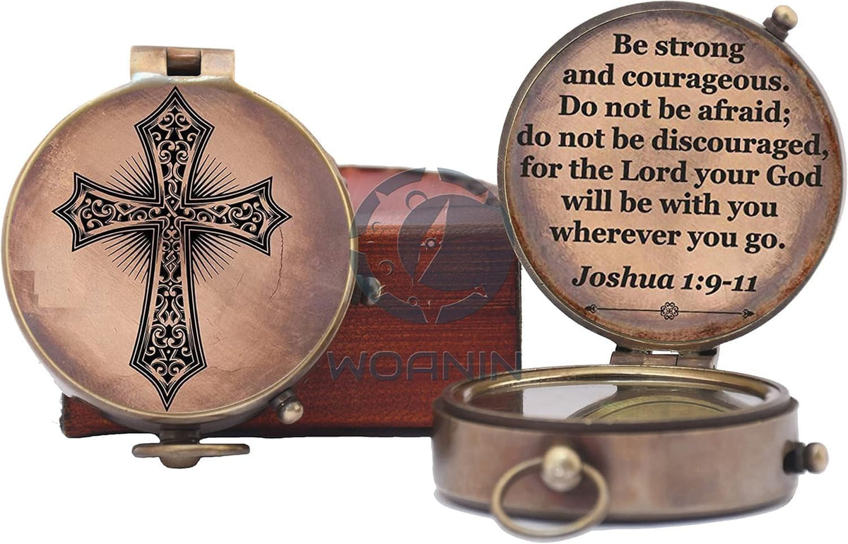 Regine Switzerland Personalized Keepsake Compass - Engraved Cross & Inspirational Message | Baptism & Confirmation Gift