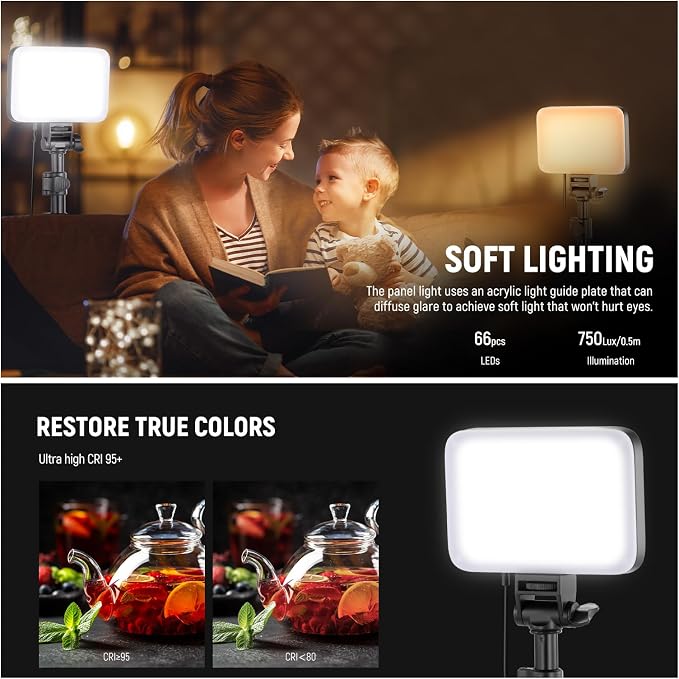 NEEWER Basics 2 Pack LED Video Light Panel Lighting Kit, Bi Color Dimmable