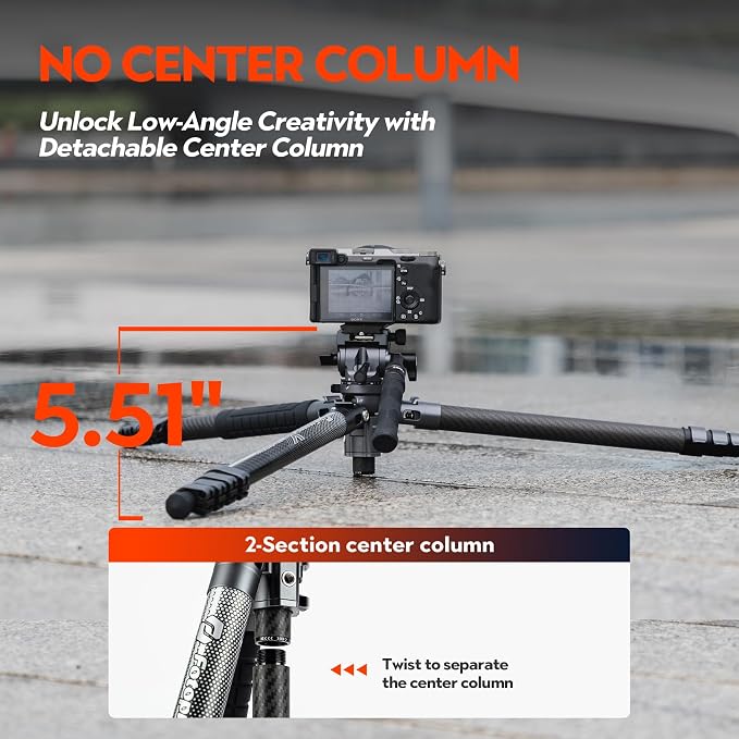 Fotopro Carbon Fiber Tripod 65 Inch Travel Tripod