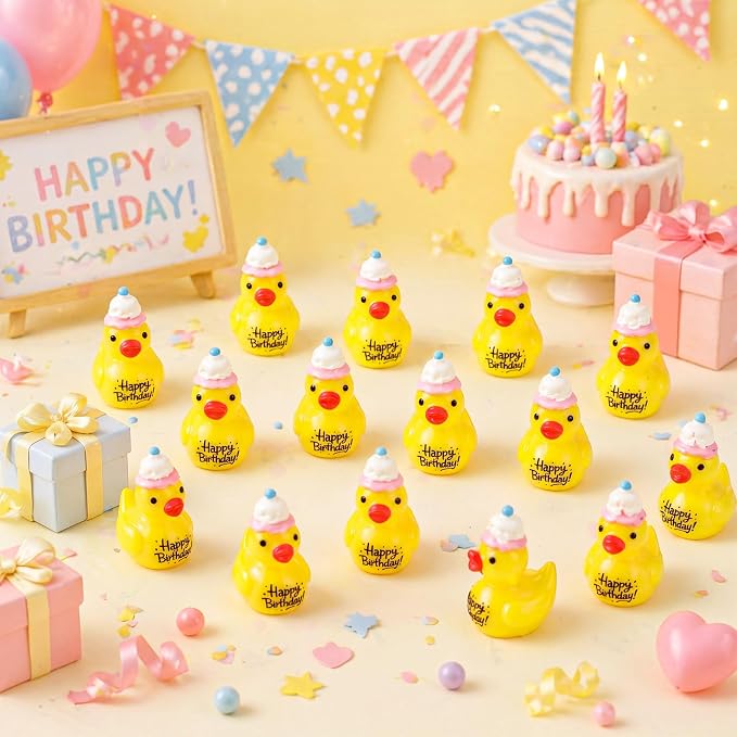 Skylety 25 Piece Happy Birthday Resin Ducks