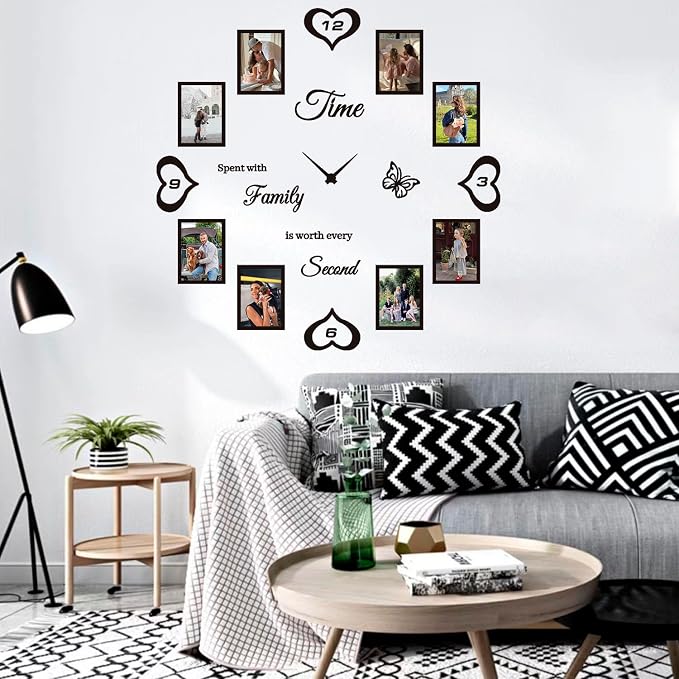 Datesno DIY Family Photo Frame Wall Clock Decal