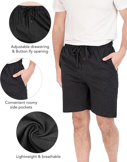 Andrew Scott Men's Lounge Shorts - Comfortable Cotton PJ Sleep Shorts with Drawstring & Pockets | Multi-Pack Options