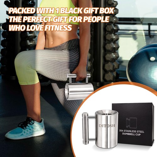 DITOSH 8kg 17.6lb Heavy Coffee Mug Challenge 304 Stainless Steel Dumbbell Cups Silver Overweight Sports Water Cup for Fitness Training Arm Strength Prank Gift Home Gym Workout Equipment 100ml 3.4oz