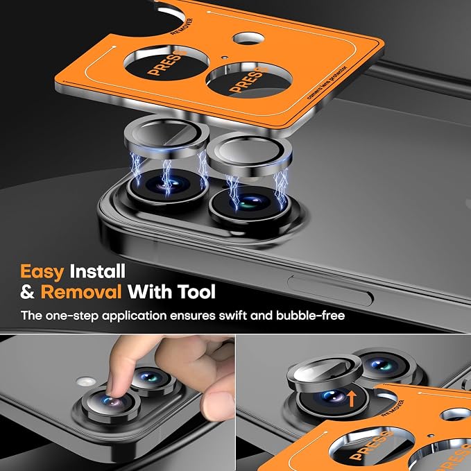 Camera Lens Protector for iPhone 17/16/16 Plus, Tempered Glass Metal Individual