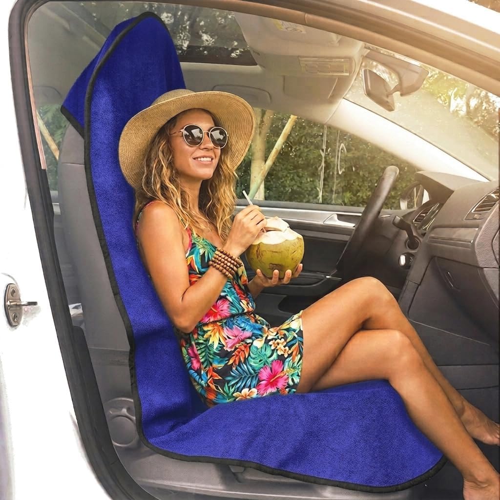Car Seat Cover Protector Front Seats,for Gym Workout,Running,Swimming,Beach and Hiking,Waterproof Sweat Towel Bucket Seat Covers for Cars SUV Trucks (Blue, 2Pcs)