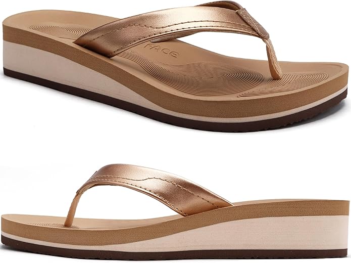 COFACE Flip Flops for Women With Comfortable Arch Support Ladies Fashion Platform Thong Sandals Soft Yoga Mat Sole For Beach/Indoor Outdoor