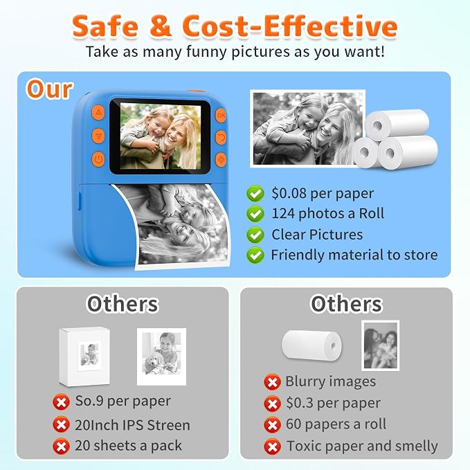 Instant Print Camera for Kids, Christmas Birthday Gifts for Girls Boys
