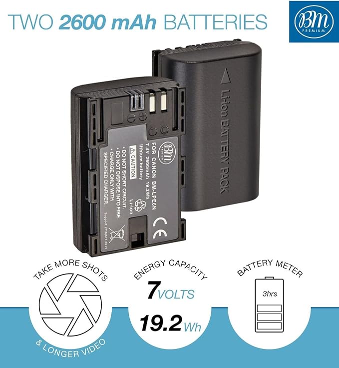 BM 2-Pack of LP-E6N Batteries and Dual Battery Charger
