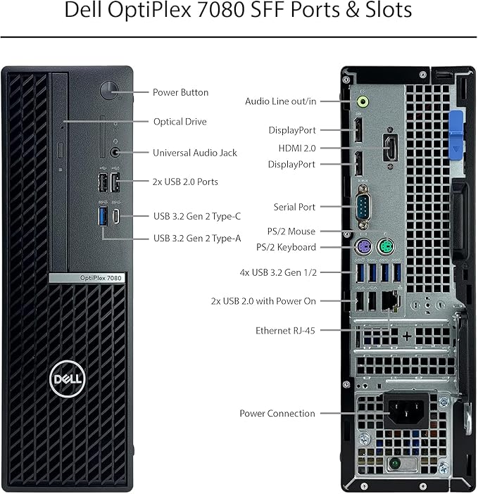 Dell Optiplex 7080 SFF Desktop Computer | Core i5-10th | 16GB DDR4 RAM | 1TB SSD Solid State | Windows 11 Pro (Renewed)