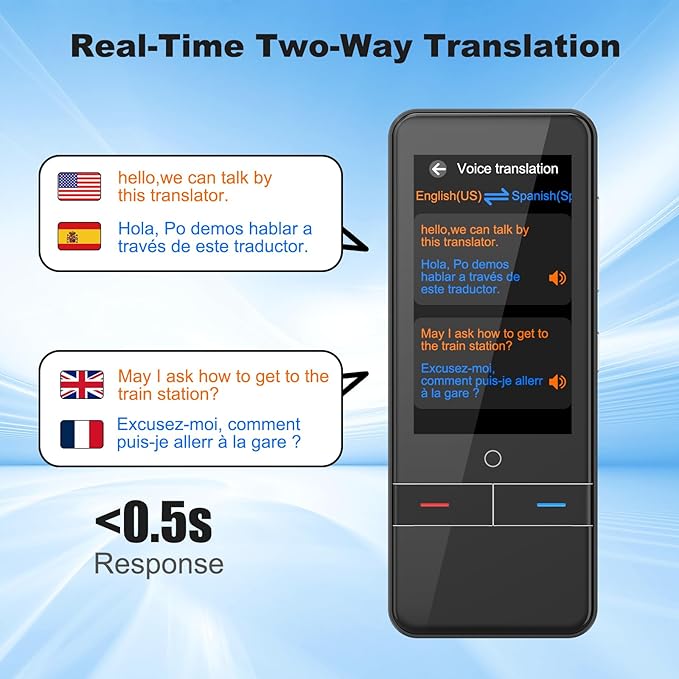 Language Translator Device No WiFi Needed, Instant Two-Way Voice Translator