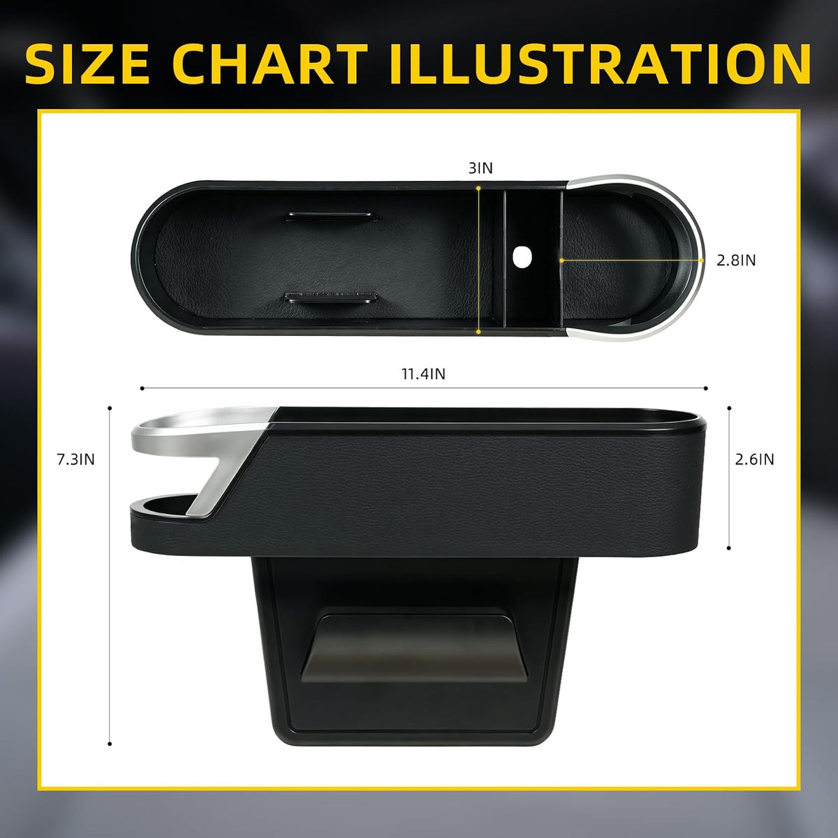 Yinova 2 Pack Car Seat Gap Organizer with Cup Holder, PU Leather Car Storage Box, Fill Gap & Stop Dropping, Driver & Passenger Side, Easy Install, Fits Most Vehicles