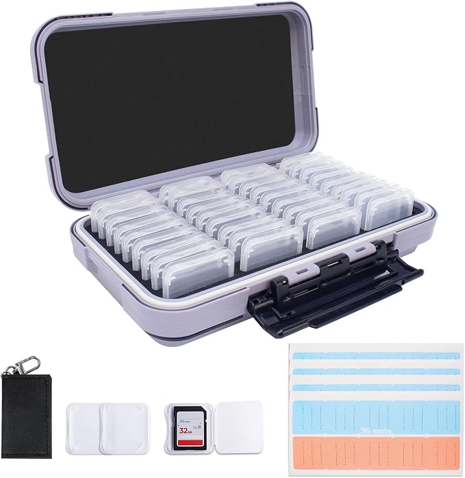 36-Slot Gray Memory Card Case