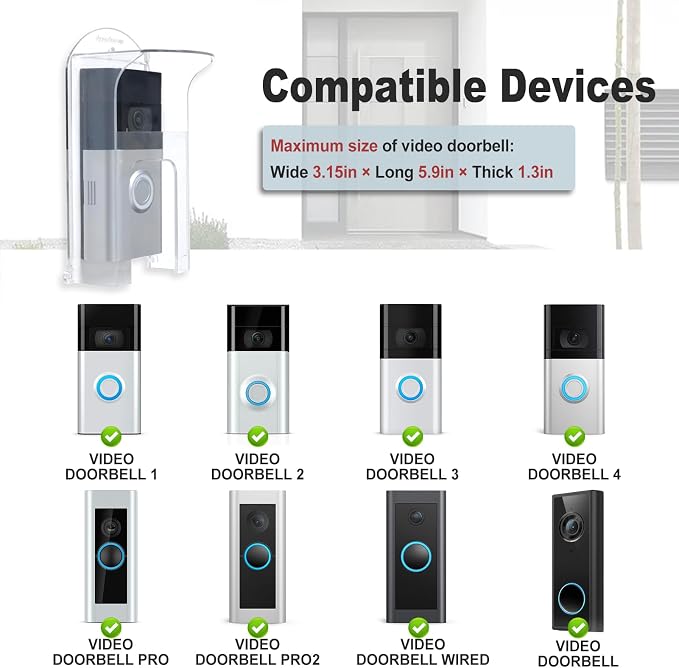 Transparent Plastic Doorbell Rain Cover, All Models Waterproof Protector Shield