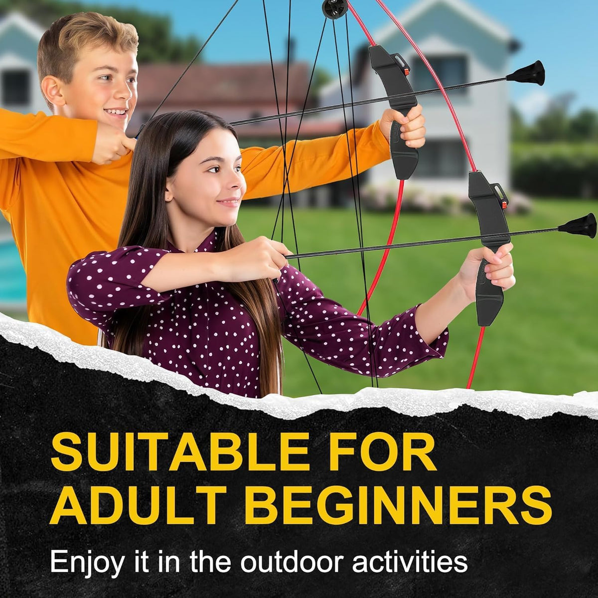 Skiennix Youth Compound Bow and Arrow Set - Beginner Archery Kit for Kids Ages 8-12 | Outdoor Play Gift