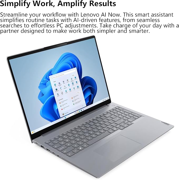 Lenovo ThinkBook 16 Gen 8 Laptop, Intel Core Ultra 7, 64GB DDR5, 2TB SSD | 16" business laptop, fingerprint reader, Win 11 Pro, high-performance for power users & data workloads