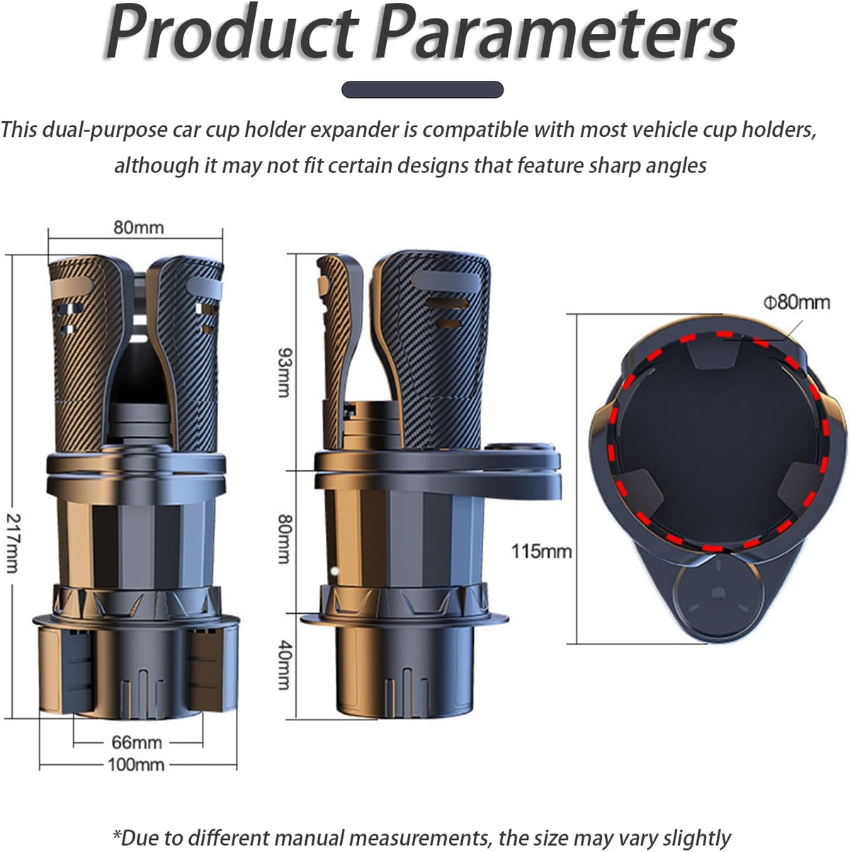 Car Cup Holder Expander for Tesla Model S 2012-2020 2021 2022 2023 2024 2025 2026, Multifunctional 2 in 1 Cup Holder Extender, 360° Rotating Car Drink Holder Adjustable Large Cup Holder