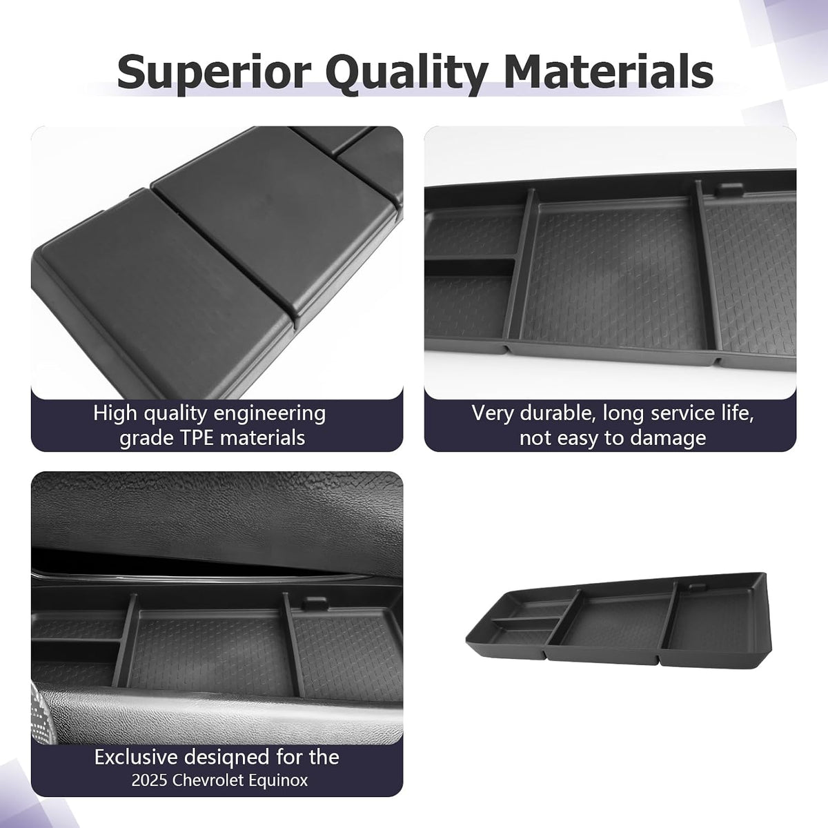 LUWU 2026 2027 Equinox Center Console Organizer Compatible with 2025 2026 2027 Equinox Accessories Under Console Tray Armrest Console Organizer Equinox 2026 Accessories 2Pack (Not for EV Model)