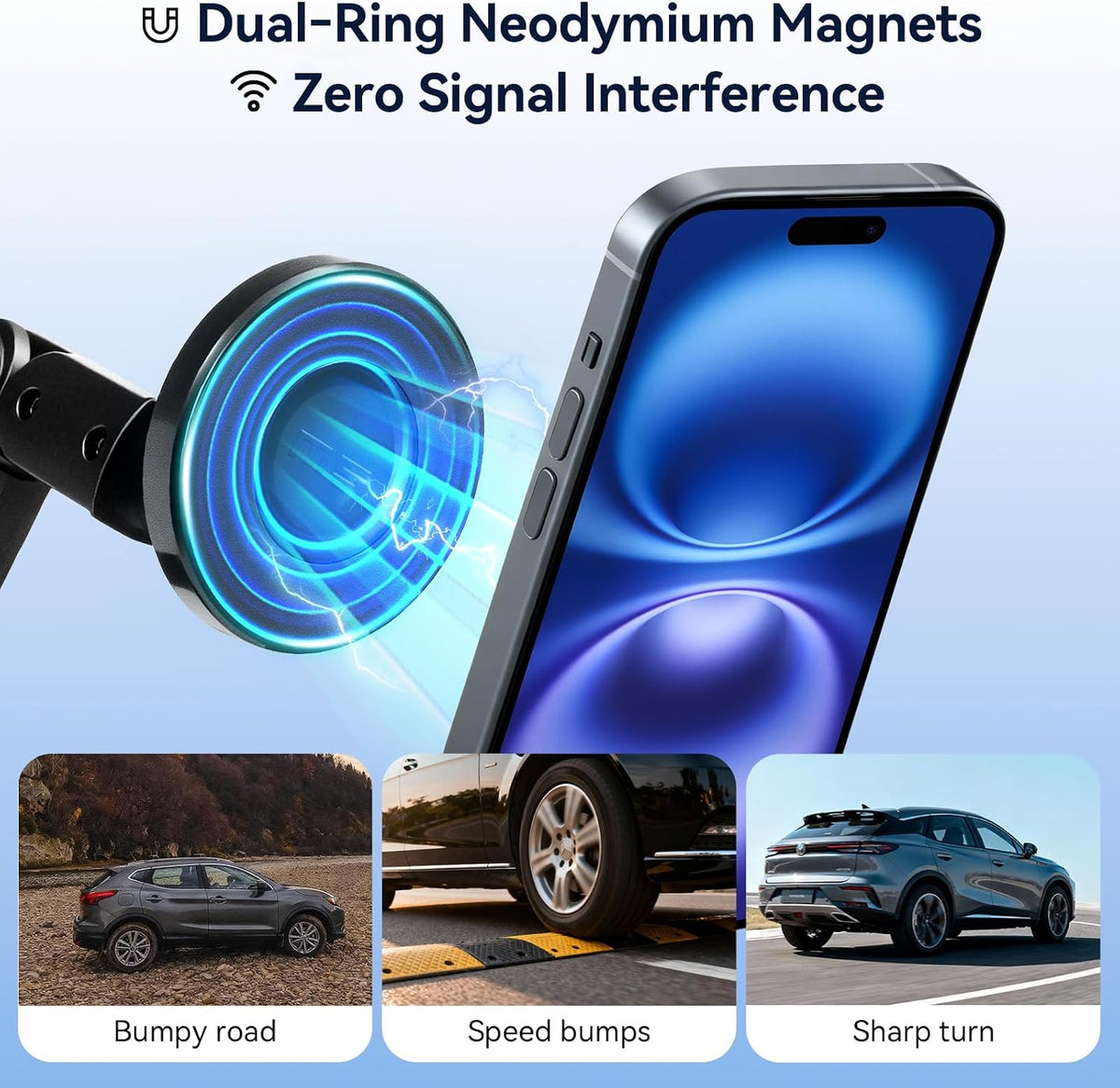 Magnetic Car Cup Holder Phone Holder, 2-In-1 Cup Holder Extender for Car