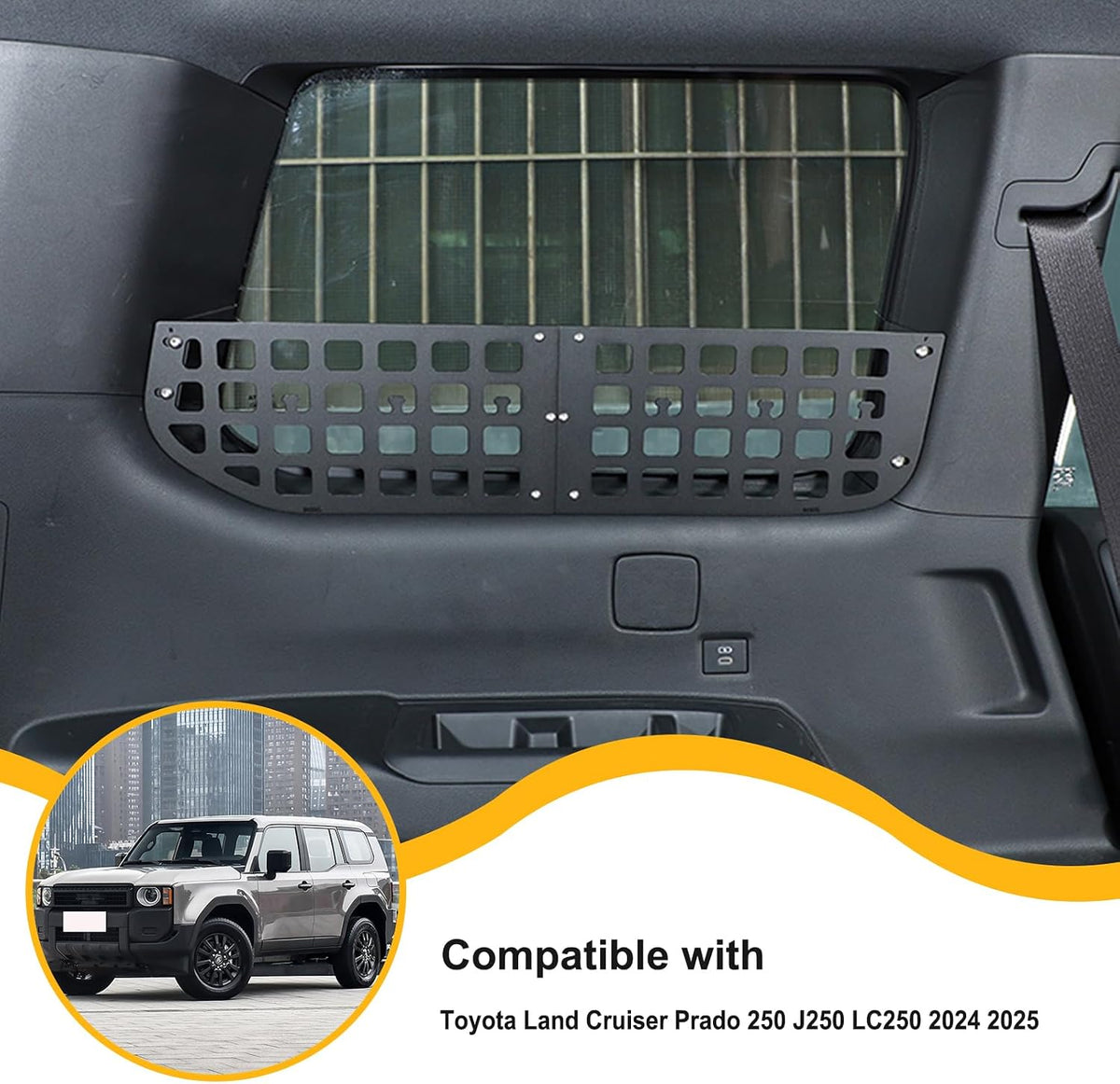 Trunk Side Window Molle Panels Compatible with Toyota Land Cruiser Prado 250 J250 LC250 2024 2025 2026 Rear Window Left Right Side Storage Rack Bracket Organizer Accessories
