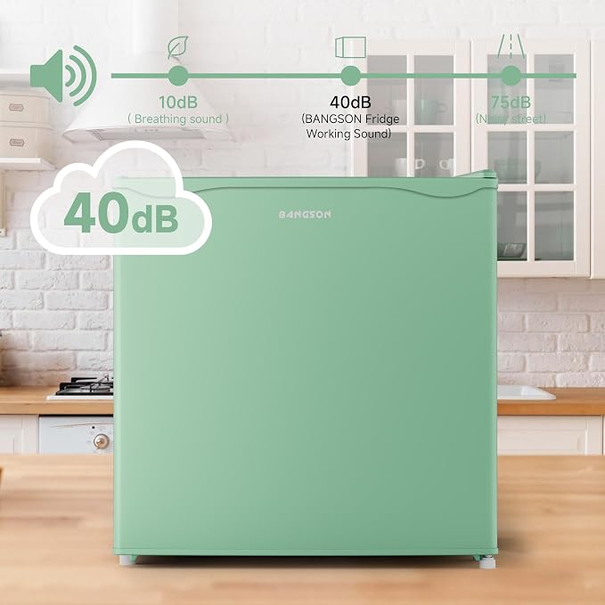1.7 Cu.Ft Mini Fridge with Freezer for Dorm Office,Green | Compact Refrigerator Office, Energy Saving Small Fridge Reversible Single Door, Low Noise for Bedroom Small Apartment