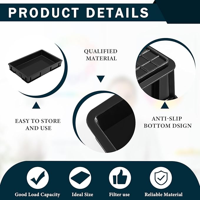 Baderke 1 Pc 24 x 15.5 Inches Oil Drain Pan for Changing Leak Proof Mini Fridge Drip Tray Plastic Oil Change Pan for Mini Fridges Air Conditioners Machinery Under Car (Black,3.74 Inch)
