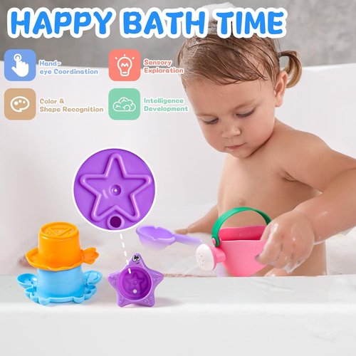 Fajiabao Baby Bath Toys - Mold-Free Fun for Kids Aged 1-3 | 5-Piece Set for Bathtub & Pool