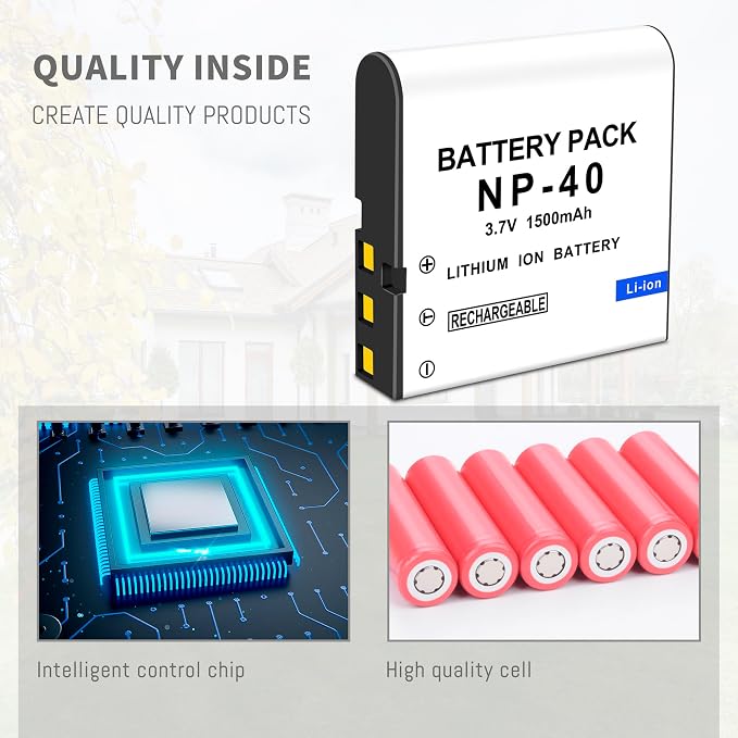 3-Pack NP-40 Battery, USB Dual-Channel Charger Compatible