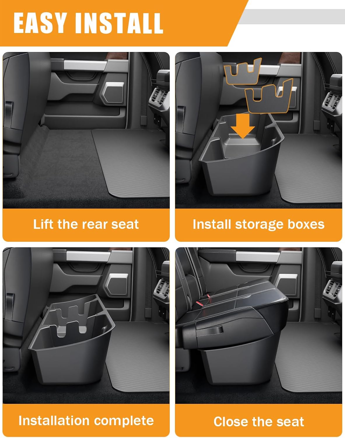 Under Seat Storage Box for Ford F150 F-150 2015-2026 SuperCrew/Crew Cab