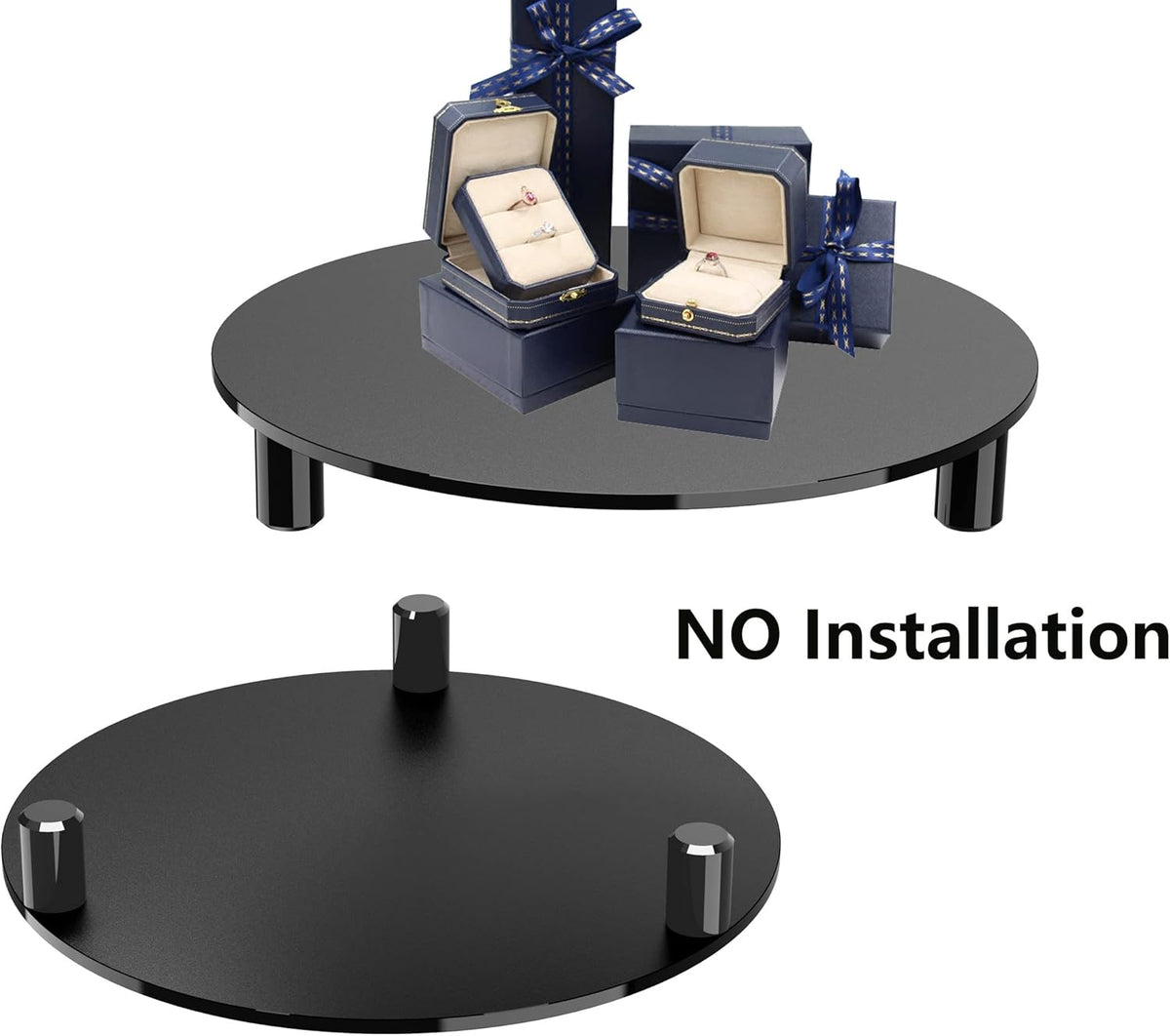 Skiennix Acrylic Risers - 10-Inch Round Black Pedestal Stand for Indoor Plants & Décor