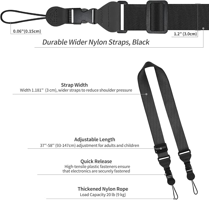 FIEIL 3 Pack Nylon iPad Strap, Adjustable Camera Neck Strap, Comfortable