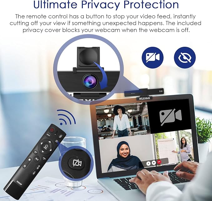 Zoom Certified, NexiGo N950P 4K Zoomable Webcam, RF Remote, Sony_Starvis Sensor