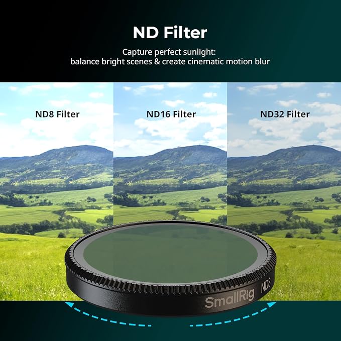 SmallRig Filter Kit for DJI Osmo Action 6, 6 Pack ND8 ND16 ND32 CPL UV 1/4