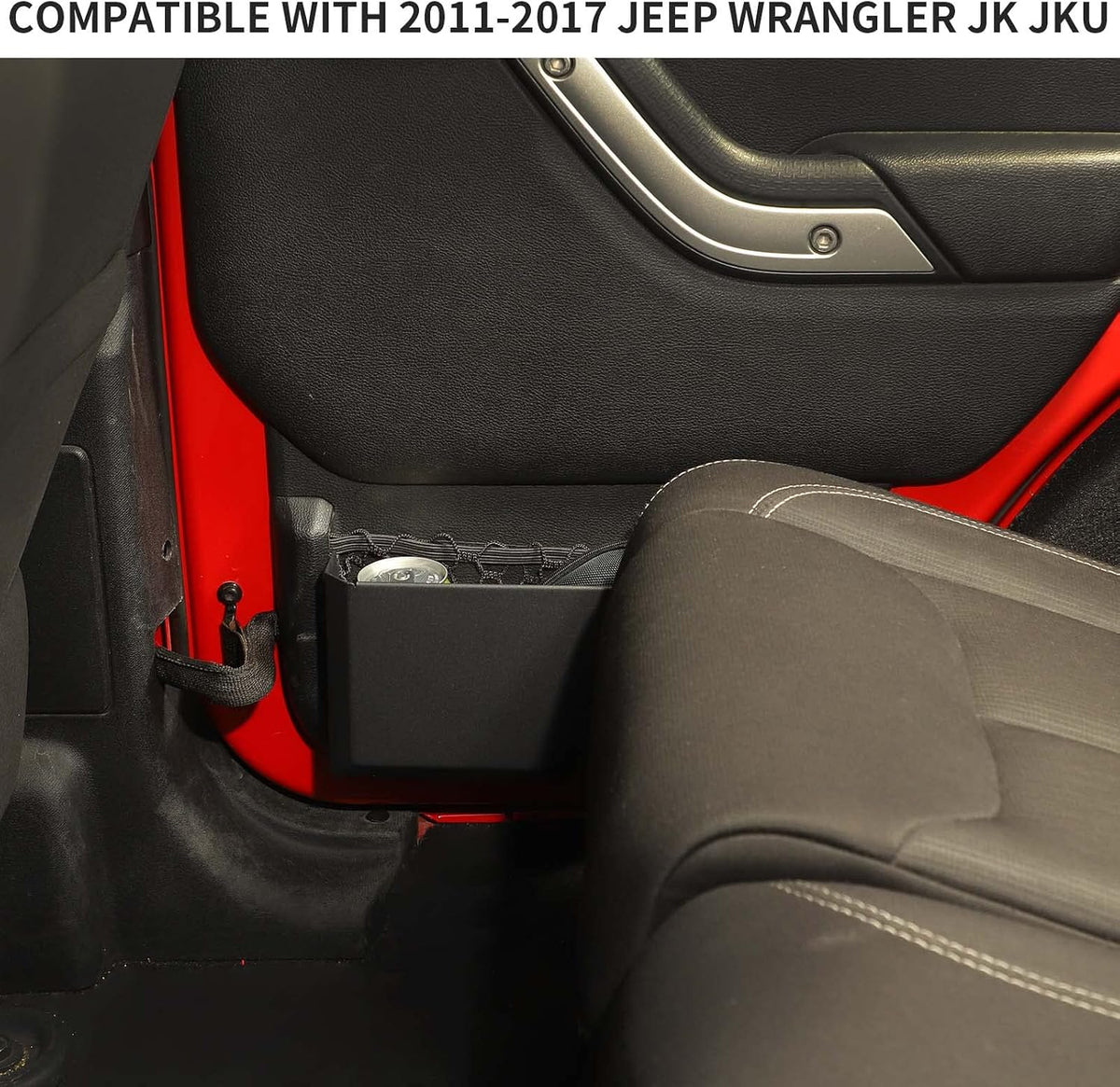 Hoolcar Rear Door Storage Pockets, Side Insert Organizer Box Metal Net Pocket Replacement for 2011-2017 Jeep Wrangler JK JKU, Interior Storage Expansion Accessories, Black, 2PCs
