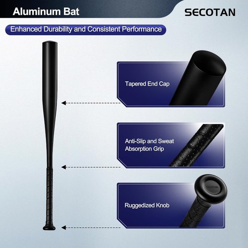 Baseball Training Bat - Ultra Lightweight Aluminum Bat for Softball Practice - Durable 28-Inch Black Design