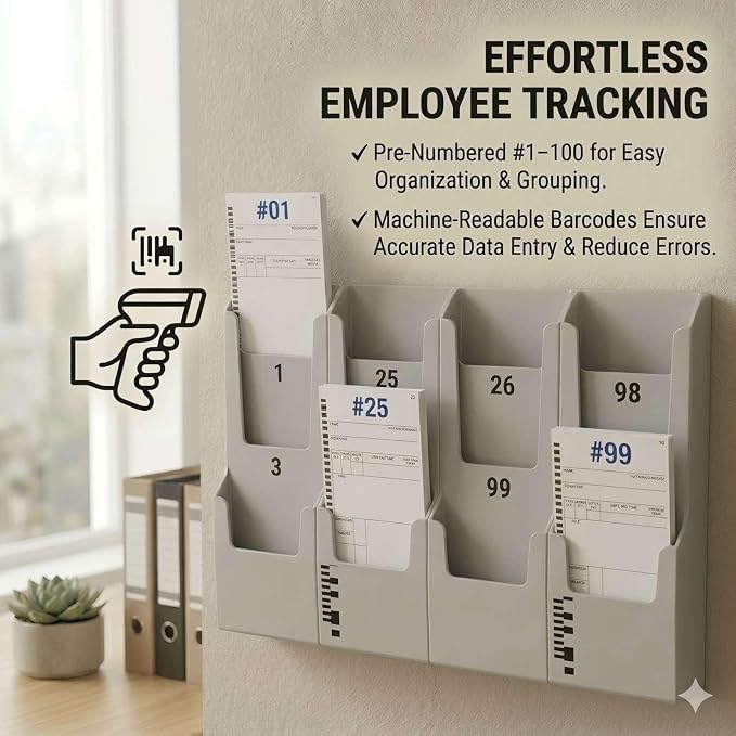 44100-10 Employee Time Cards, 10 Boxes of 100, Includes 1 Compatible 5000R