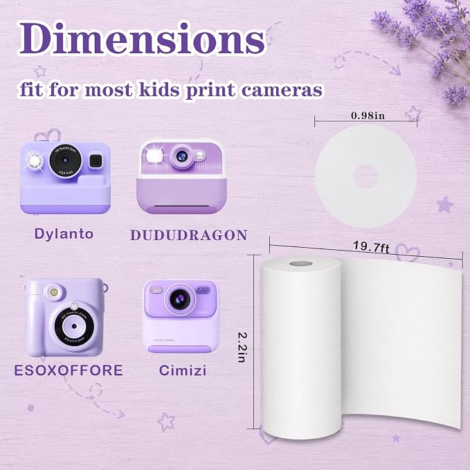 18 Rolls Kids Camera Instant Print Paper Refill-Popikcal Thermal Printer Camera