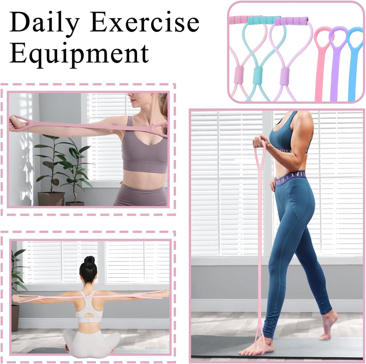 Skiennix Figure 8 Resistance Bands - 2 Pack for Effective Arm, Back & Shoulder Workouts | Ideal for Yoga & Pilates