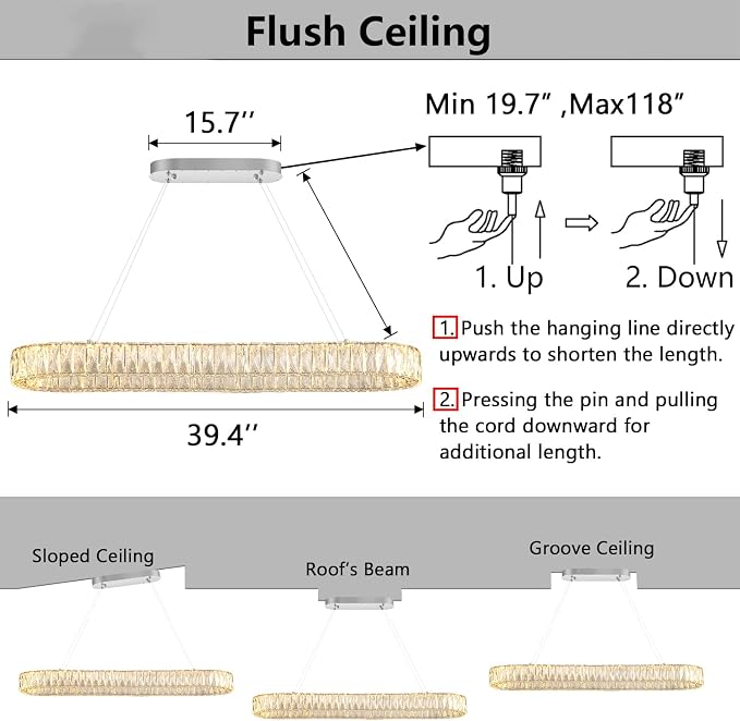 HAIXIANG LED Long Chandeliers for Dining Table Modern Chandelier Dimmable