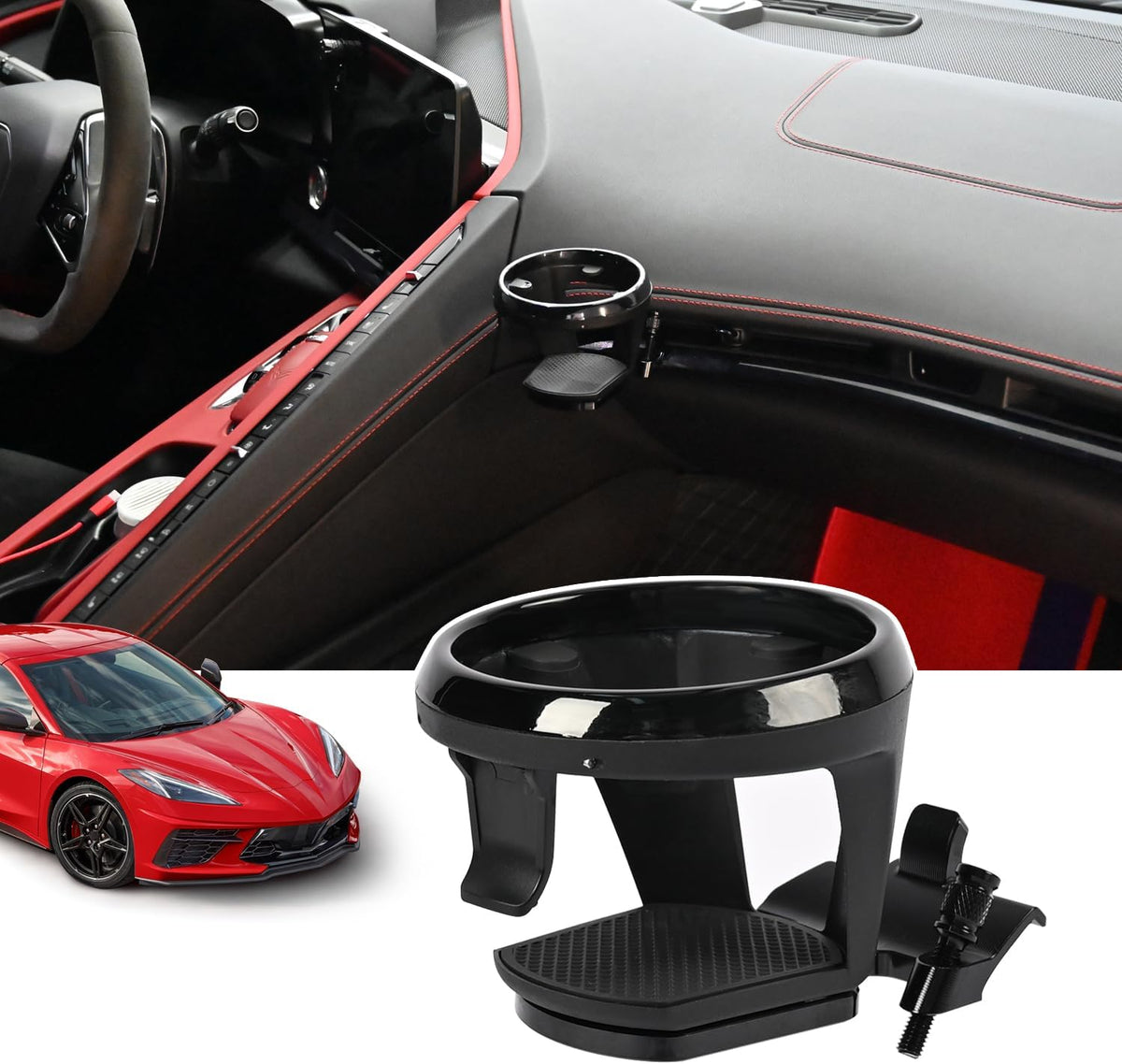 Car Cup Holder for Corvette C8 Stingray Z51 2020+,for C8 Z06 2023+/E-ray 2024+,Center Console Dashboard Expander Mug Drink Holder Insert Door Expansion CupHolders Water Bottle Accessories