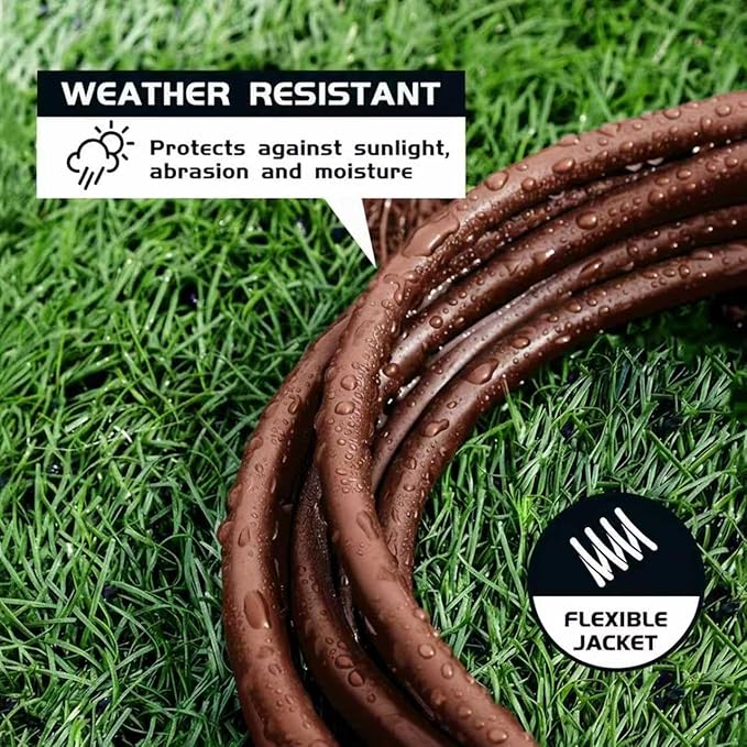 6FT Brown Outdoor Extension Cord-16/3 SJTW Durable Extension Cord for Christmas Lights with 3 Prong Grounded Plug, Great for Outside Christmas Decorations