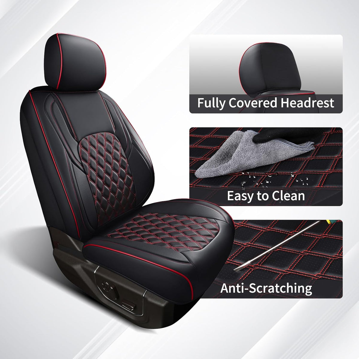 HHuidasource Wrangler JK Seat Cover 4 Door, Leather Custom Car Seat Covers