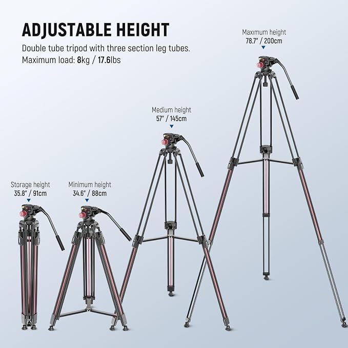 NEEWER 79"/2m Video Camera Tripod